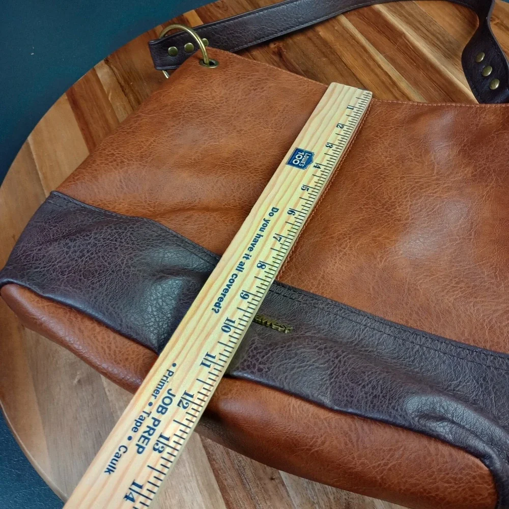 Montana West Brown‎ Two Tone Western Hobo Vegan Leather Tote Shoulder Bag Purse